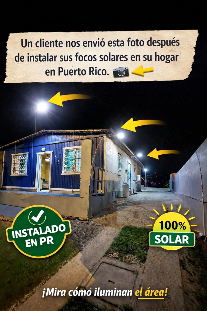 Foco solar iluminando un hogar